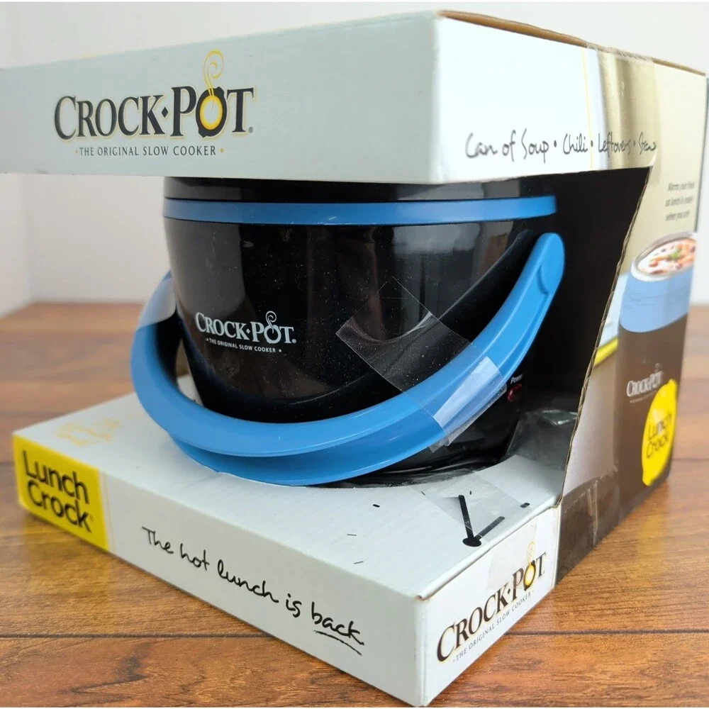 Crock-Pot Lunch Crock Food Warmer Blue Black 20 Oz Heat Travel Carry Slow Cooker